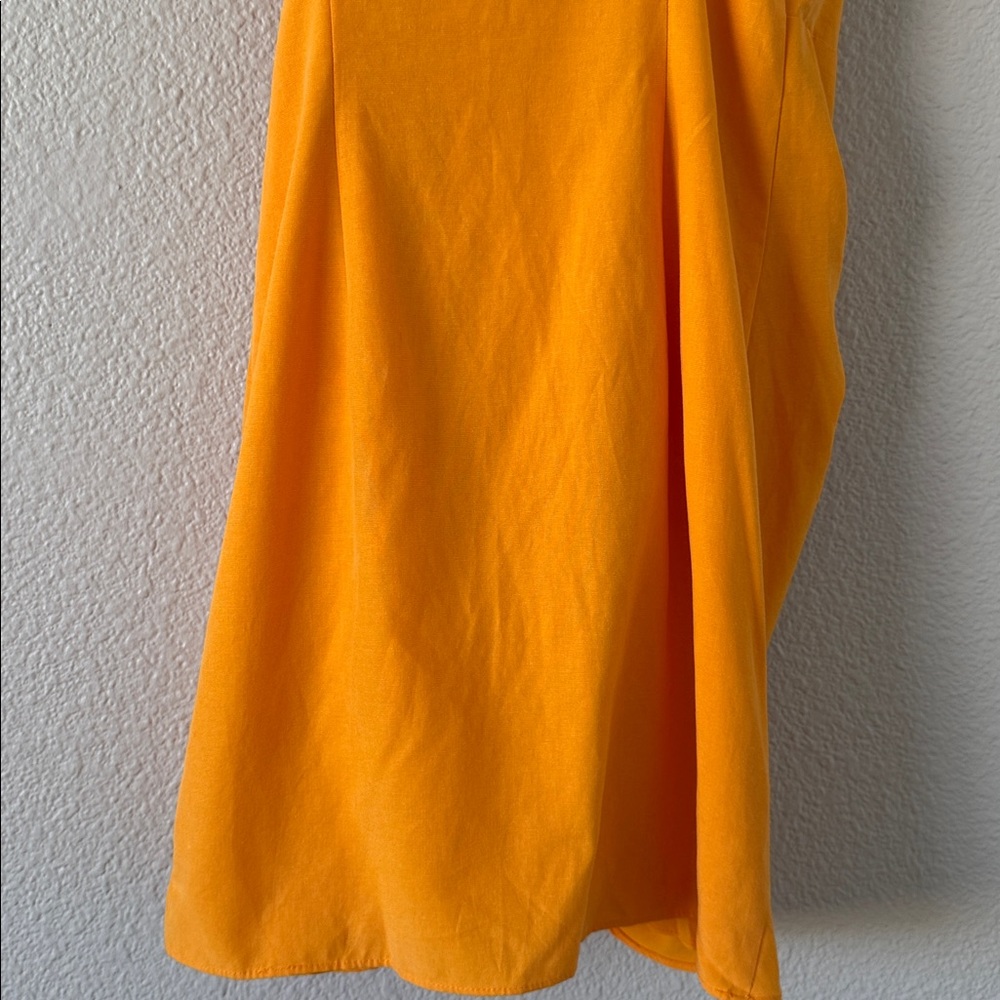 House of CB Carolina Mango Orange Yellow Wrap Strappy Pleated Mini Dress XS - Picture 8 of 8